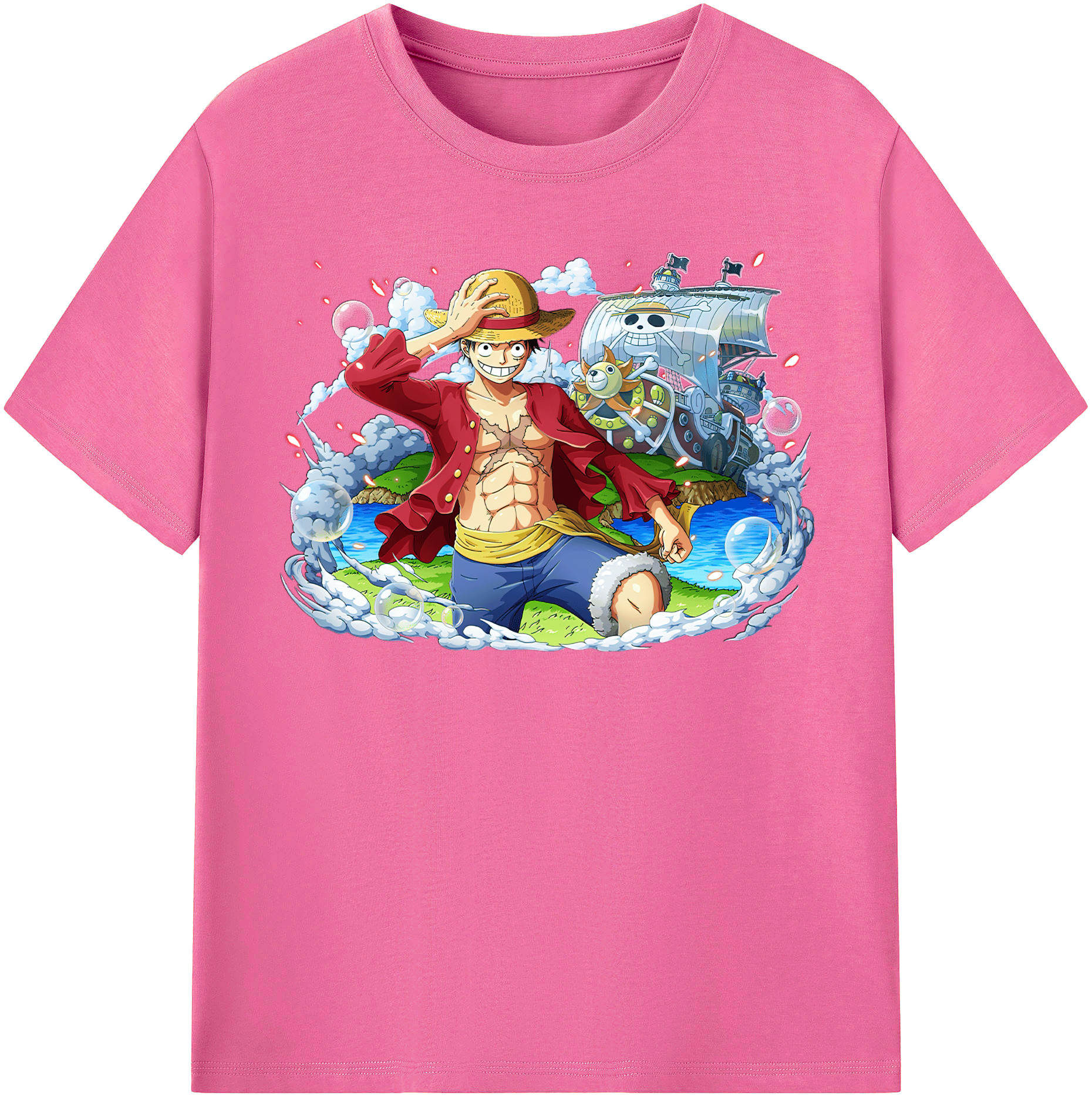 ワンピース モンキー・D・ルフィ ONE PIECE Monkey D. Luffy レディースカジュアルプリントTシャツ（綿100％）